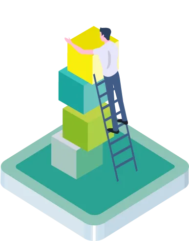 より高く積み木を積む人の画像